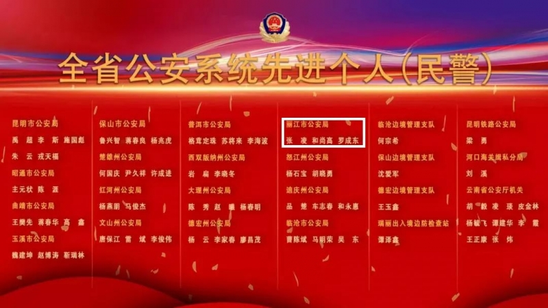 玉龙公安2个集体、1名民警受省厅表彰