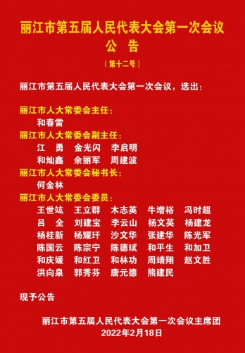 丽江市新一届市级国家机关领导人员选举产生
