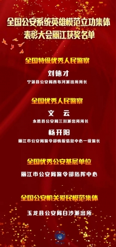 喜报！丽江公安2个集体3名个人获全国表彰！