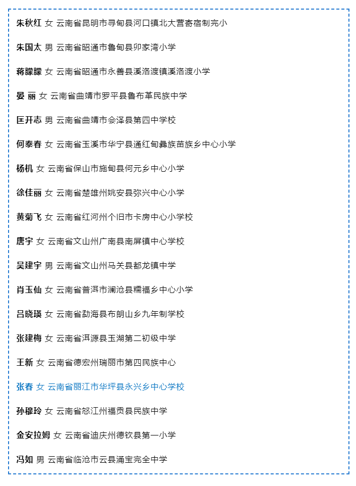 丽江一名教师拟被国家重点培养奖励！