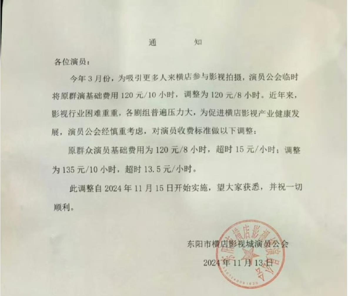 横店群演降薪，基础费用每10小时135元.jpg