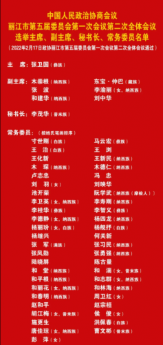丽江市政协新一届领导班子选举产生 &#8203;&#8203;&#8203;