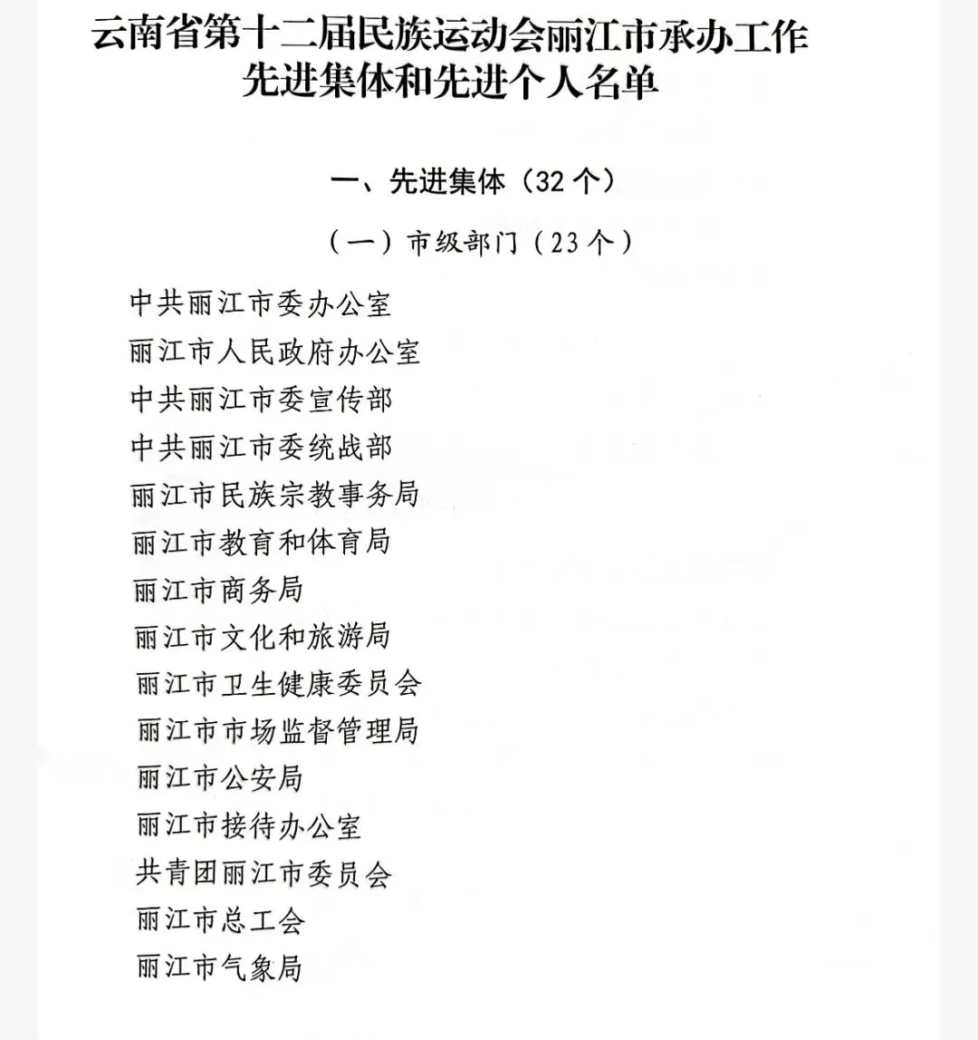 优秀！丽江32个集体76名个人获通报表扬