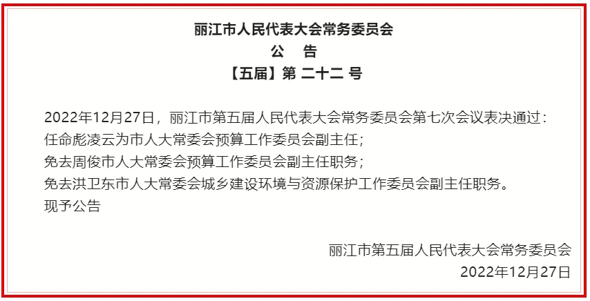 丽江市人大常委会通过一批人事任免名单